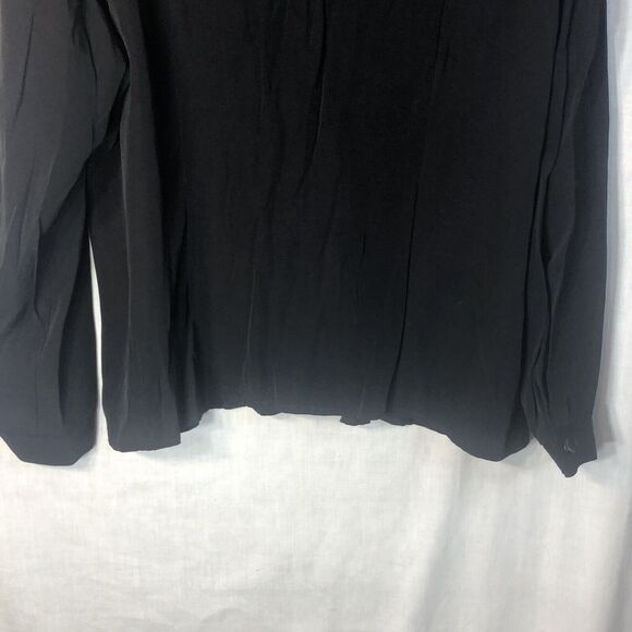 Fredrick's of Hollywood Size 2x Black w Black Trim Button Up Blouse Acetate - Picture 11 of 11